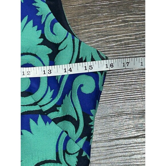 J.Crew Dress 0 G1061 Blue Green‎ Baroque Scroll Sheath Sleeveless Jacquard SP17 - Picture 7 of 13